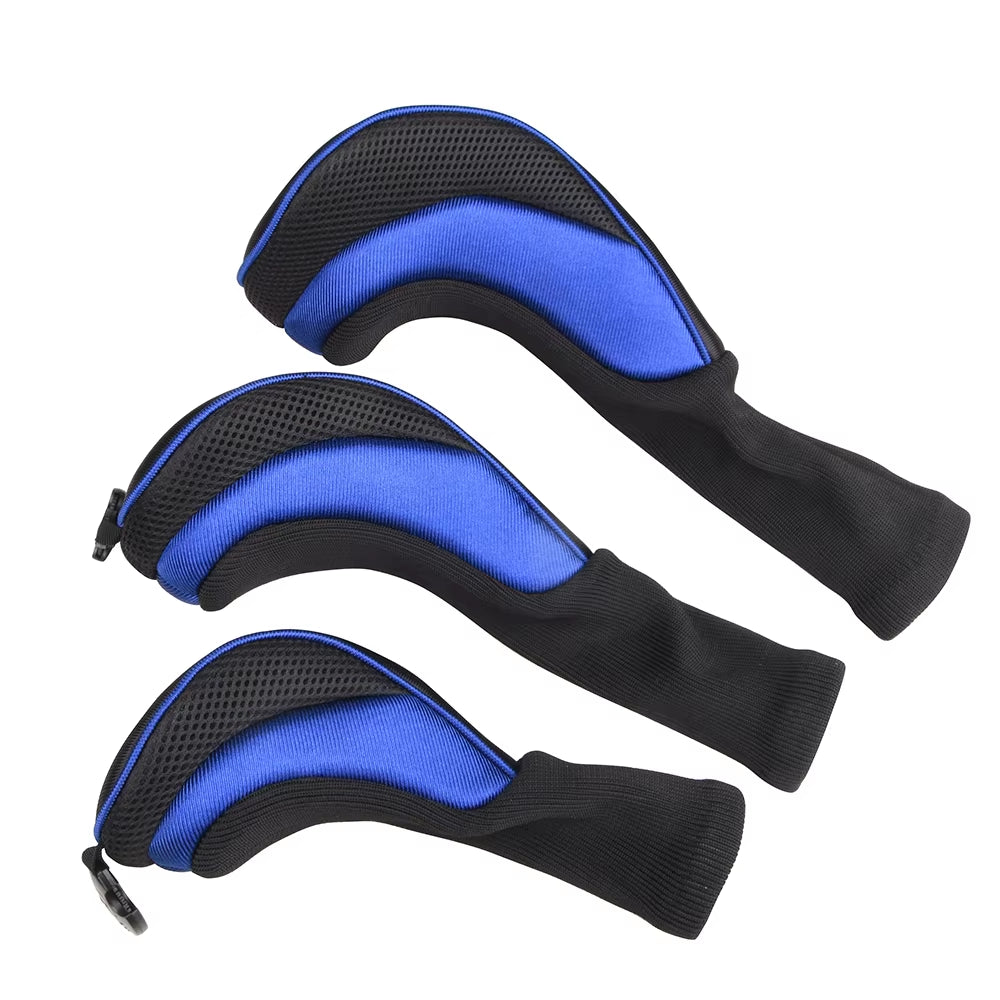 3Pcs/Set Long Neck Golf Club Head Covers Wood Driver Protect Headcover Number Tag Fairway Golf Headcover Golf Accessories