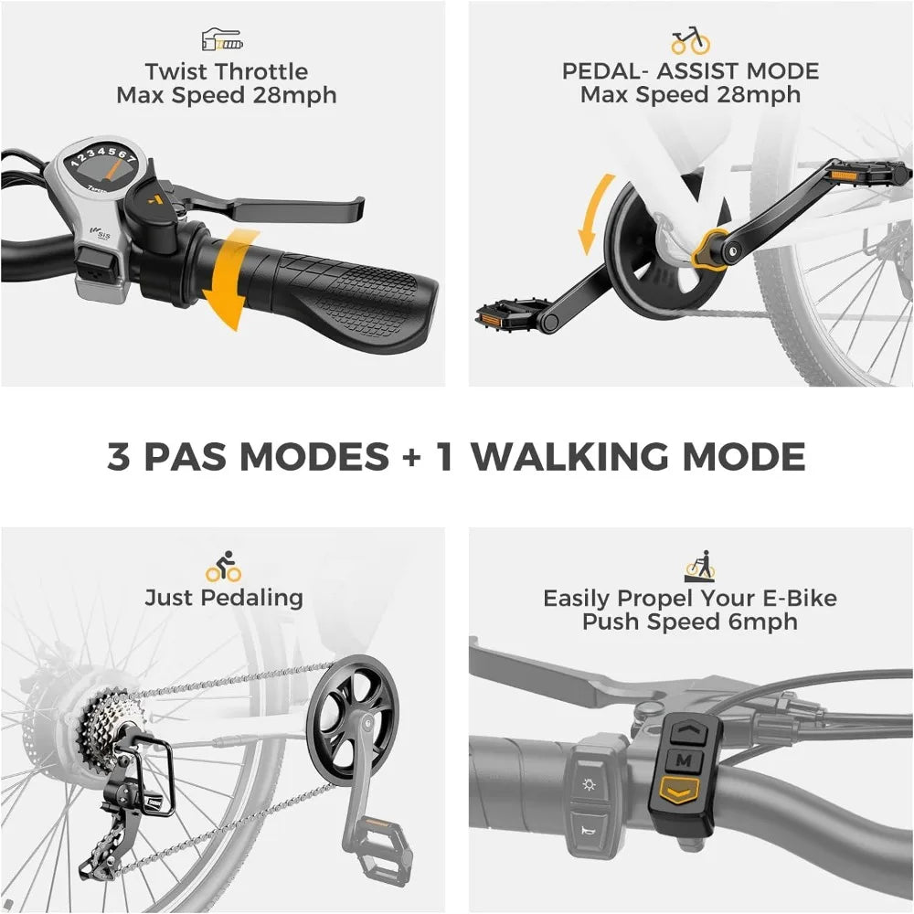 Electric Bike with 750W Peak Motor, 28Mph Max Speed, 600WH Removable Battery Ebike, 27.5" Electric Mountain Bike