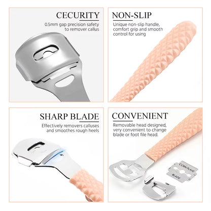 Professional Feet Care Tools Beauty Heel Cuticle Scraper Cutter Foot Care File Tool Pedicure Razor Blades for Pedicures Product