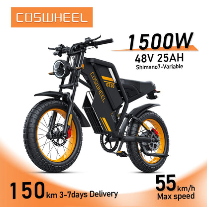 Ebike GT20 Adult Electric Motorcycle Mountain Bikes 20Inch 48V Electric Bike Fatbike Adult Motorcycles Drit Bike