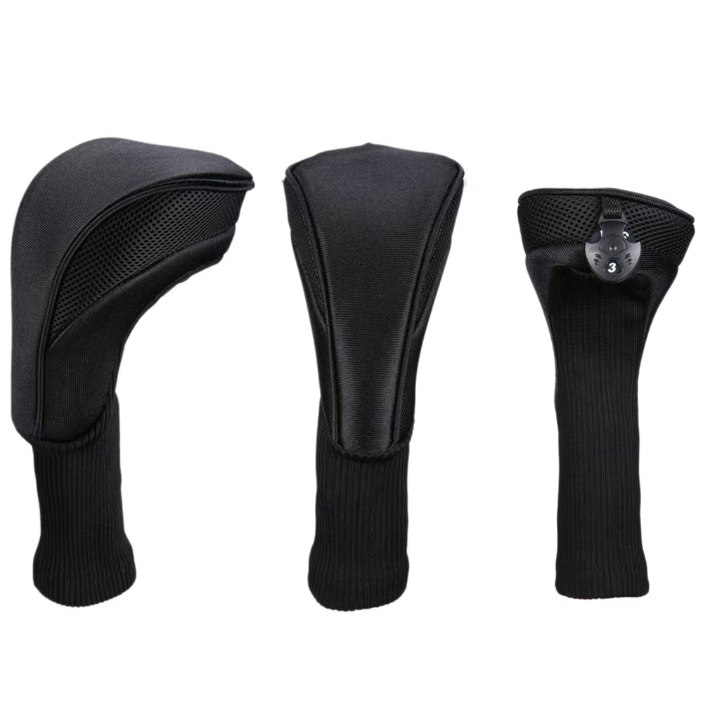 3Pcs/Set Long Neck Golf Club Head Covers Wood Driver Protect Headcover Number Tag Fairway Golf Headcover Golf Accessories