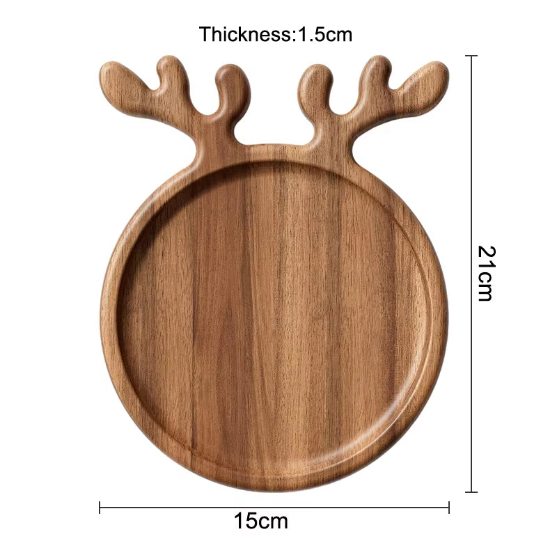 1PCS Tableware Solid Wood round Dessert Plate Japanese-Style Wooden Tray Snack Plate Dried Fruit Plate Wooden Plate