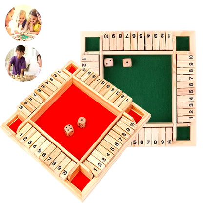 Shut the Box Dice Board Game Wooden Flaps & Dices Game 4 Players Pub Bar Party Supplies Family Entertainment for Kids & Adults