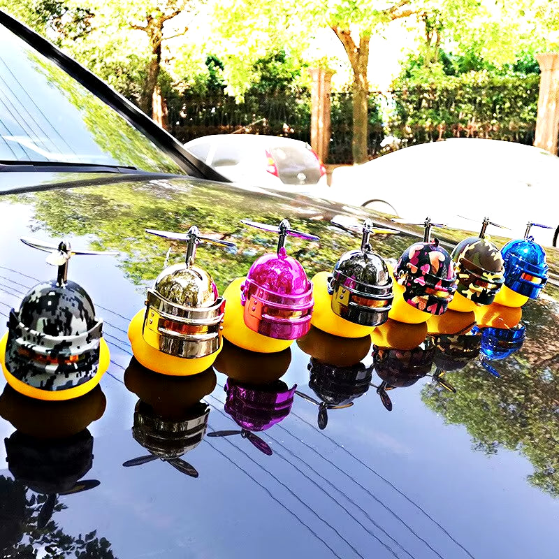 Broken Wind Rubber Duck Motor Accessories Yellow Duck with Helmet Auto Car Accessories Duck in the Car Car Interior Decoration