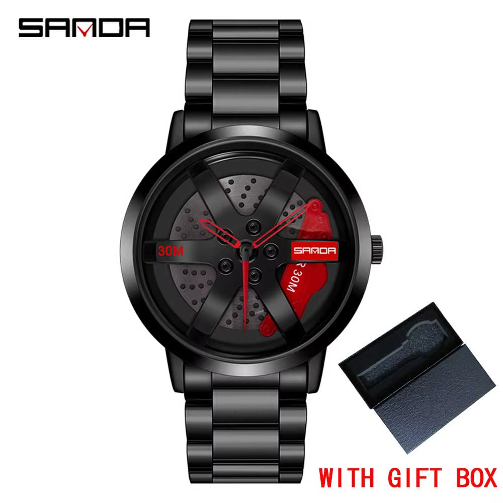 Fashion Rim Watch Hub Custom Design Sports Car Rim Sports Watch Waterproof Creative 2021 Male Watch Mens Wheel Wristwatch