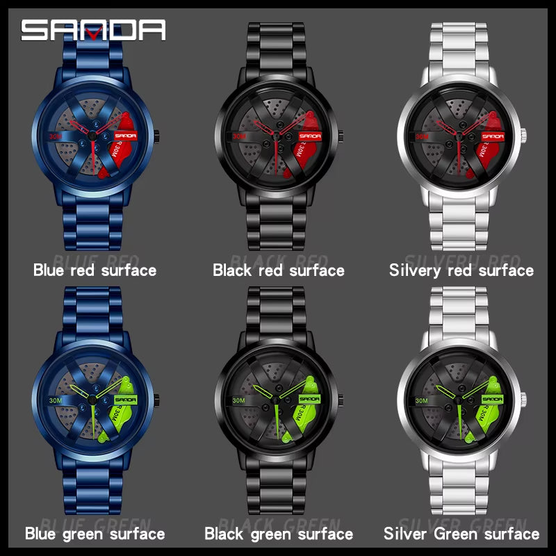 Fashion Rim Watch Hub Custom Design Sports Car Rim Sports Watch Waterproof Creative 2021 Male Watch Mens Wheel Wristwatch