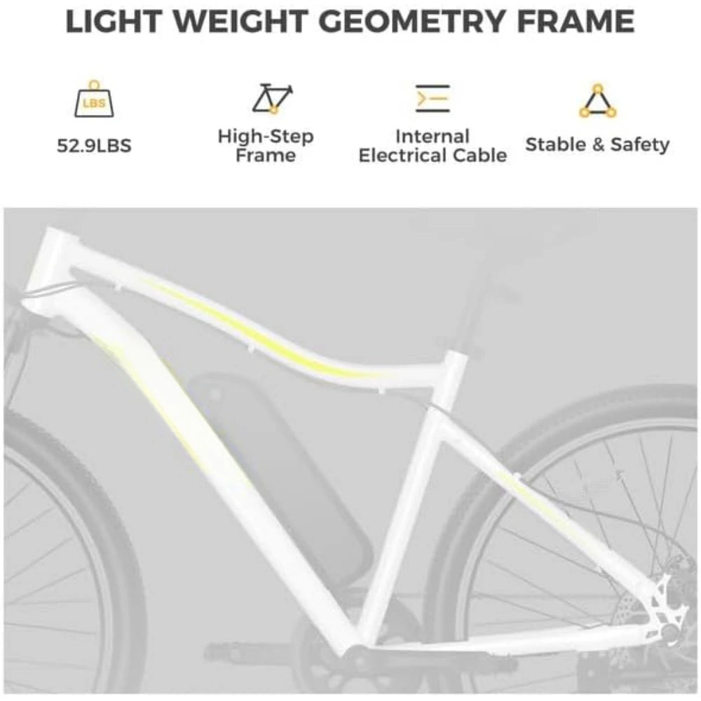 Electric Bike with 750W Peak Motor, 28Mph Max Speed, 600WH Removable Battery Ebike, 27.5" Electric Mountain Bike