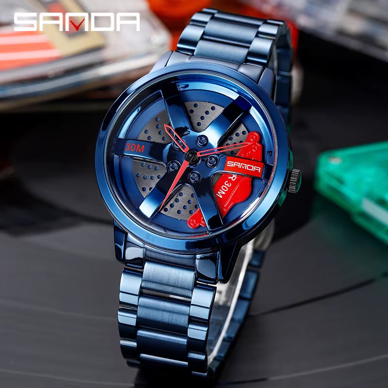 Fashion Rim Watch Hub Custom Design Sports Car Rim Sports Watch Waterproof Creative 2021 Male Watch Mens Wheel Wristwatch