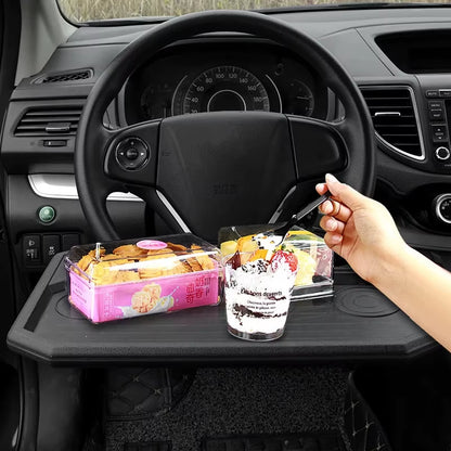 Premium Multifunctional Car Steering Wheel Tray Table - Versatile Portable Workstation & Snack Holder for On-The-Go Convenience