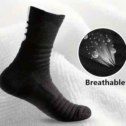 3 Pairs Breathable Mesh Athletic Terry Socks Cushioned Moisture-Managing and Durable Reduces Foot for Running Hiking & Sports