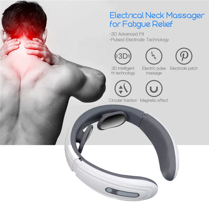 6 Mode Electric Neck Massager EMS Pulse Infrared Heat Massager Muscle Relaxation Neck Massager Tool Relax Cervical Relief Pain