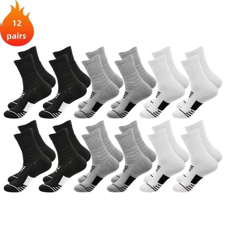 3 Pairs Breathable Mesh Athletic Terry Socks Cushioned Moisture-Managing and Durable Reduces Foot for Running Hiking & Sports