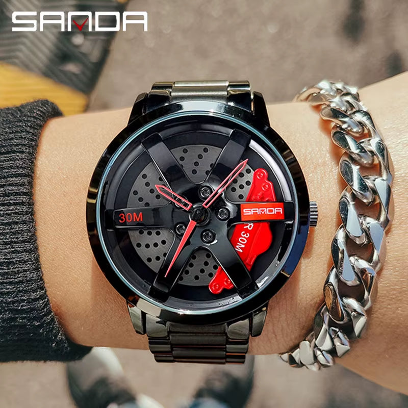 Fashion Rim Watch Hub Custom Design Sports Car Rim Sports Watch Waterproof Creative 2021 Male Watch Mens Wheel Wristwatch