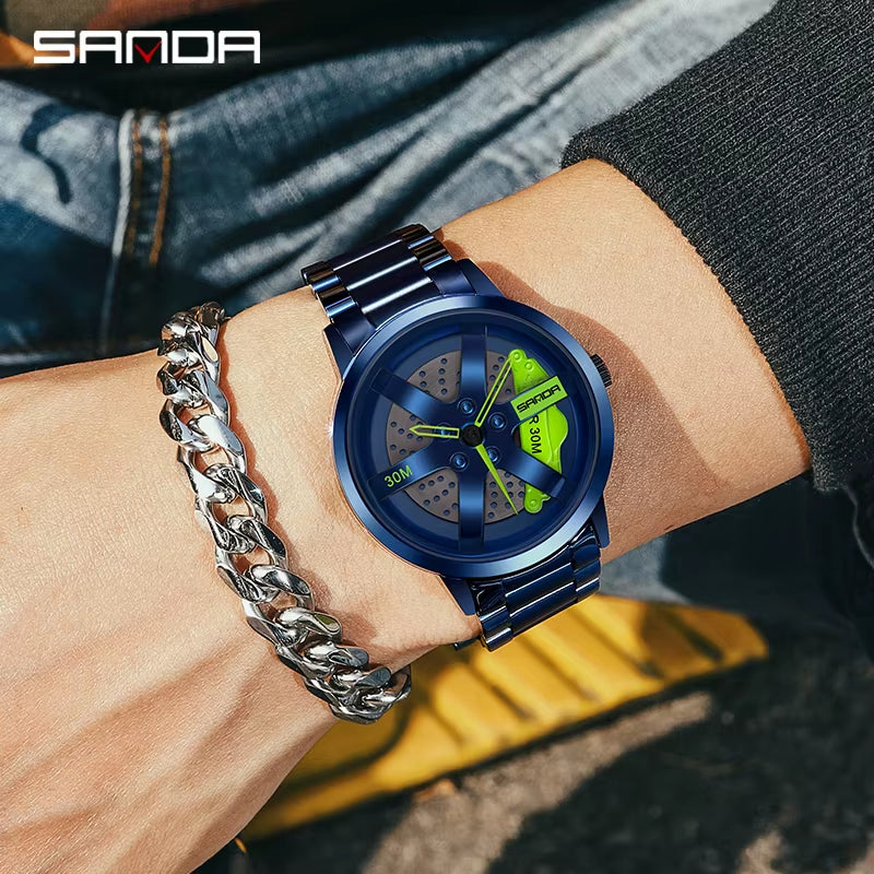 Fashion Rim Watch Hub Custom Design Sports Car Rim Sports Watch Waterproof Creative 2021 Male Watch Mens Wheel Wristwatch